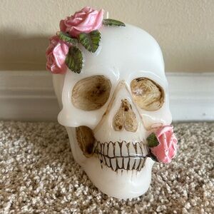 Floral Skull Candle